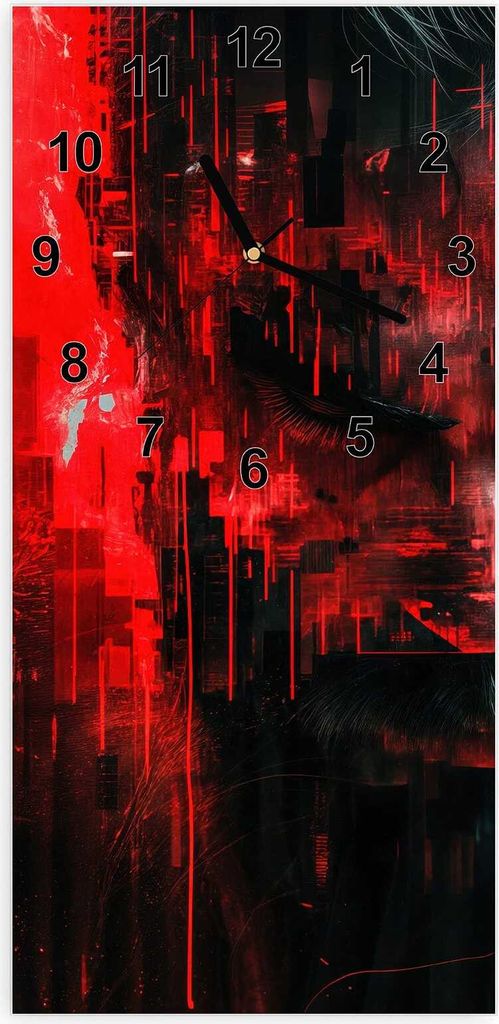 Wanduhr aus Glas mit Motiv Abstrakte Digital Kunst- 30 x 60 cm - inkl. Aufhängesystem