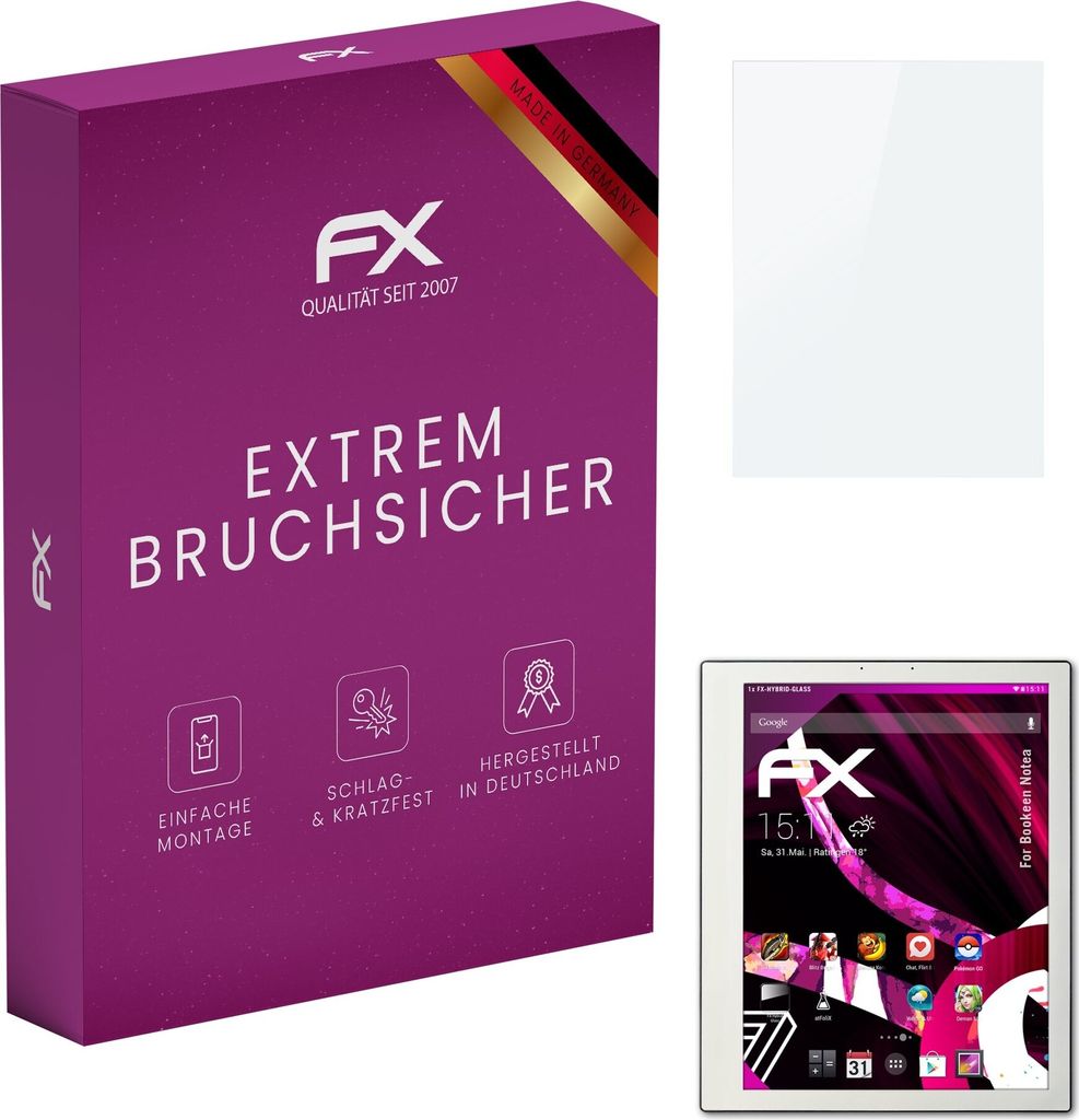 atFoliX FX-Hybrid-Glass Displayfolie kompatibel mit Bookeen Notea Glasfolie
