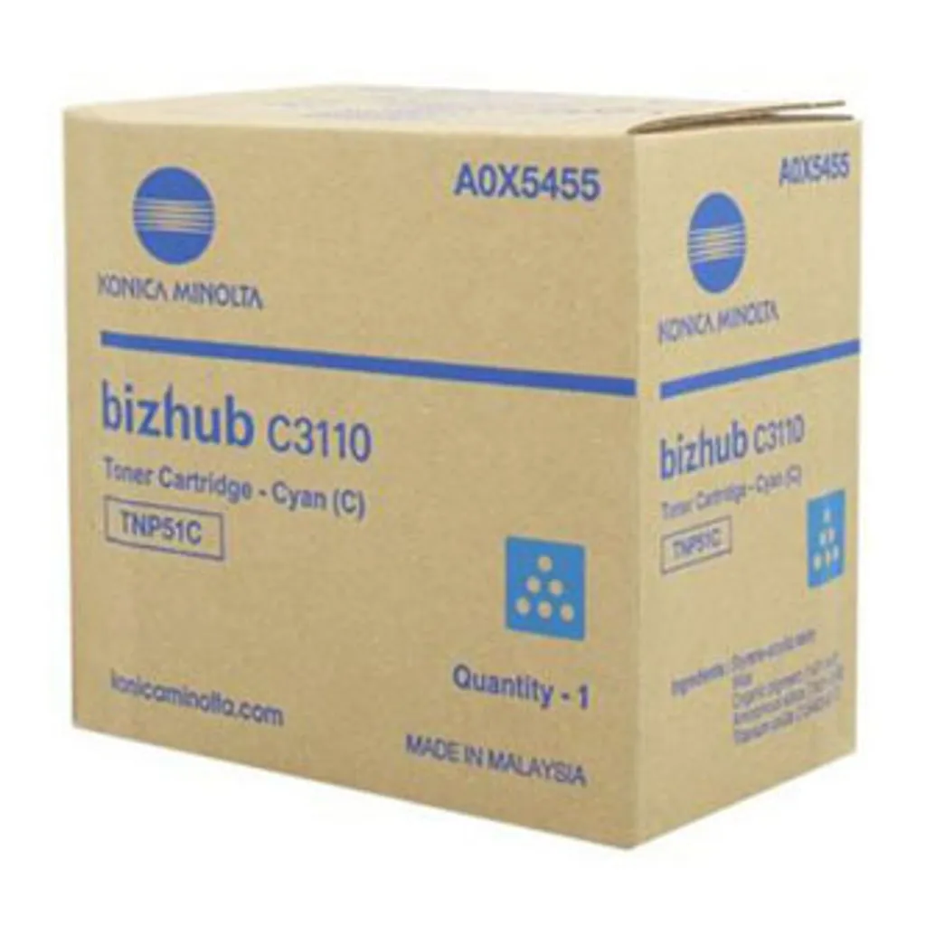 Konica Minolta A0X5455 Toner Cyan TNP-51C Original pour bizhub C3110