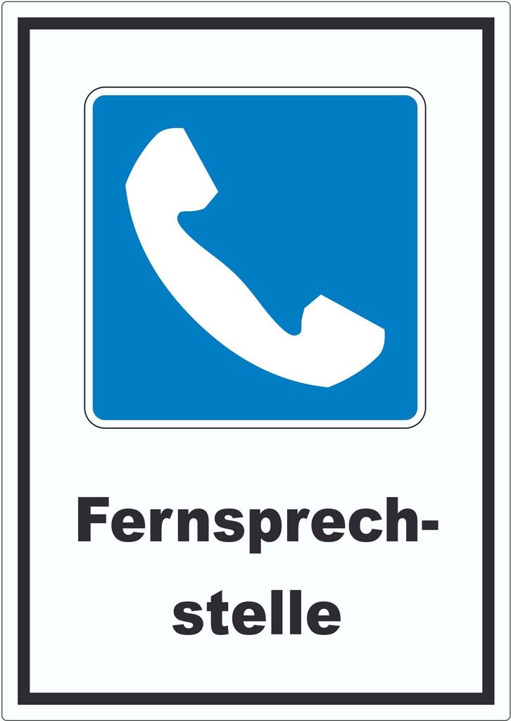 Fernsprechstelle Telefon Symbol und Text Aufkleber A7 (74x105mm)