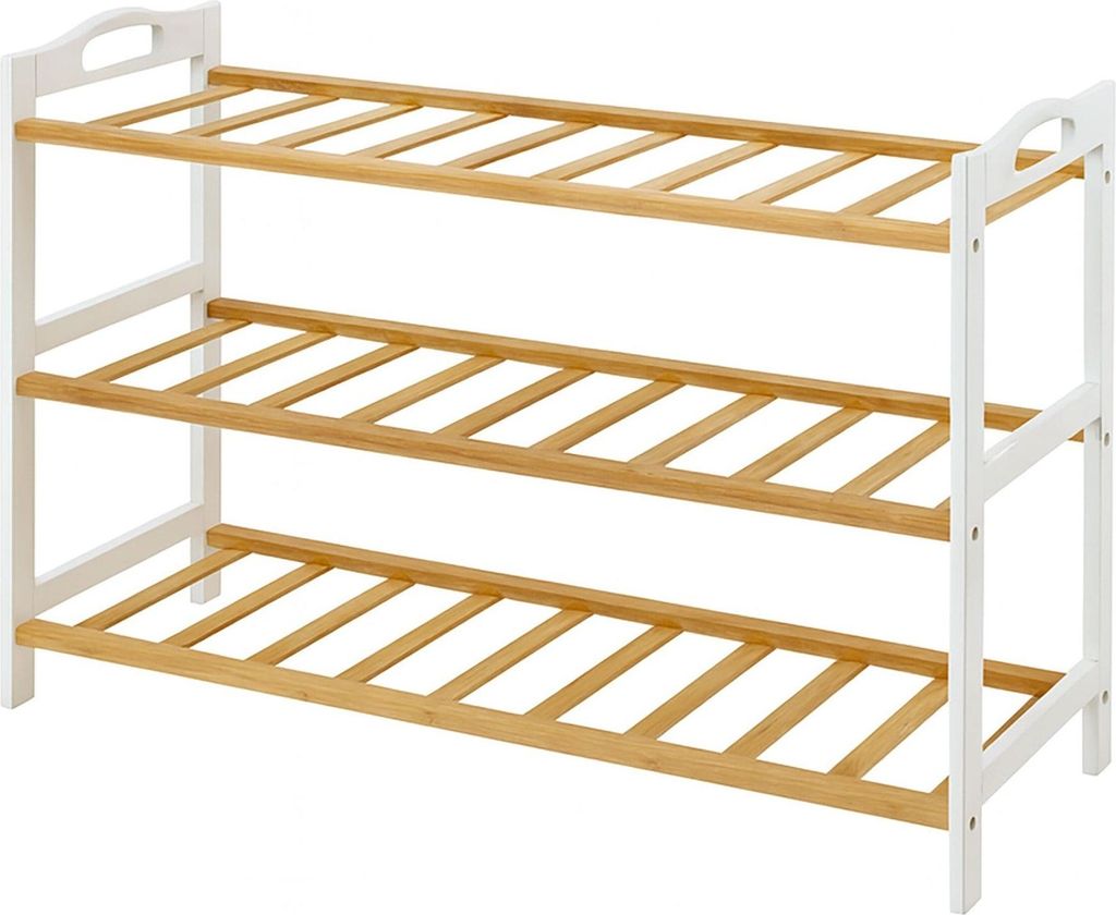 Schuhregal aus Bambus, 3 Etagen, bietet Platz für 9 Paar Schuhe