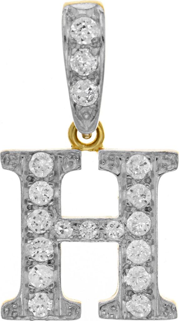 Atemberaubender 9 Karat (375) Gold Buchstaben / Initiale Damen - Anhänger mit Zirkonia; TRS35337LTH