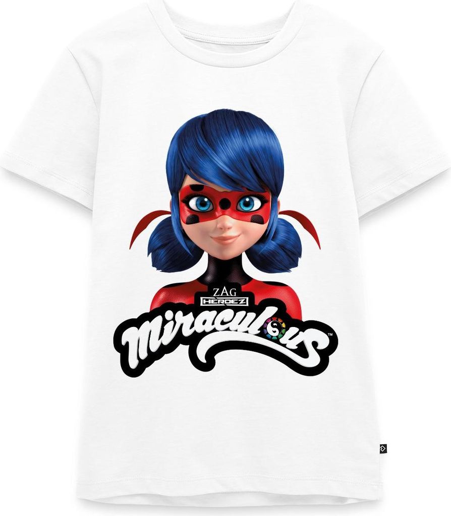 Spreadshirt Miraculous Ladybug Mit Logo Teenager Premium T-Shirt, 158/164 (12 Jahre), Weiß
