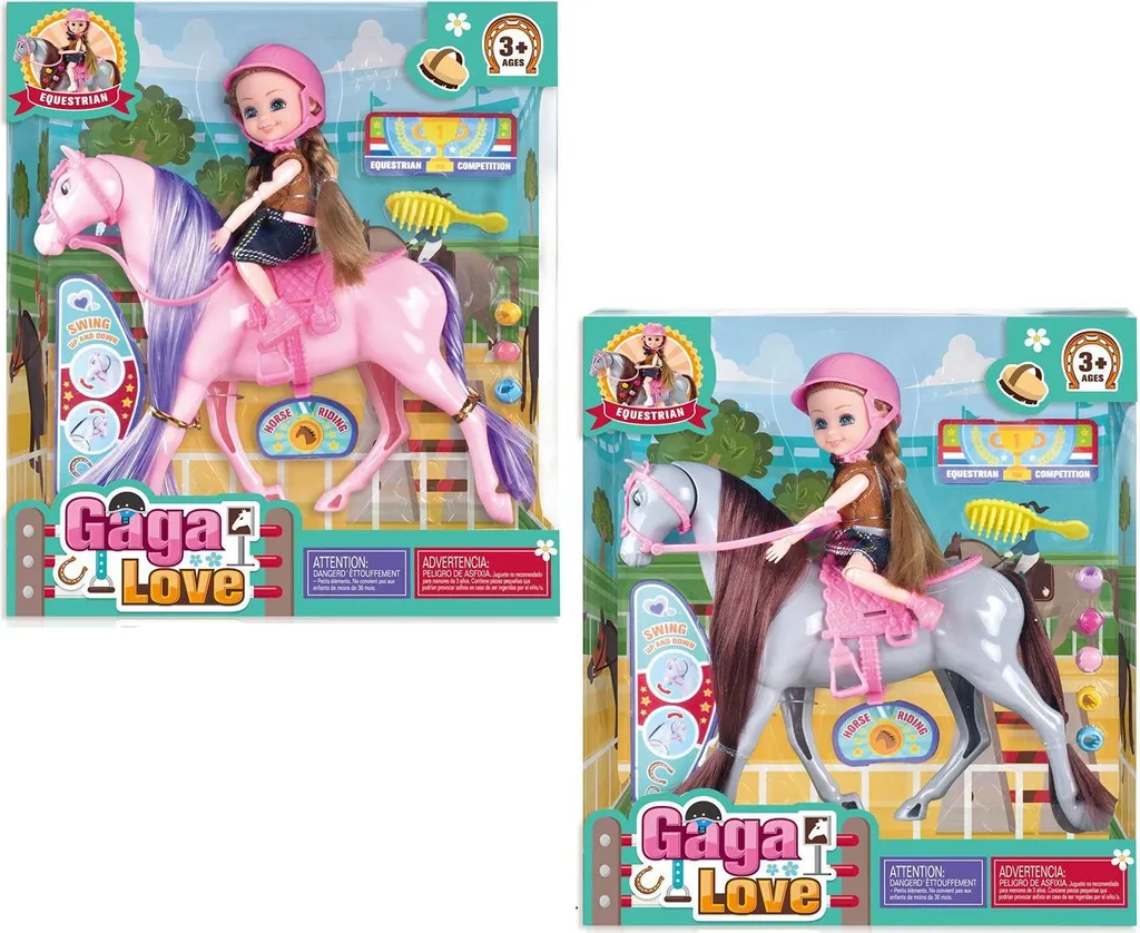 Set de jeu équestre poupée et cheval pour enfant dès 3 ans avec soins