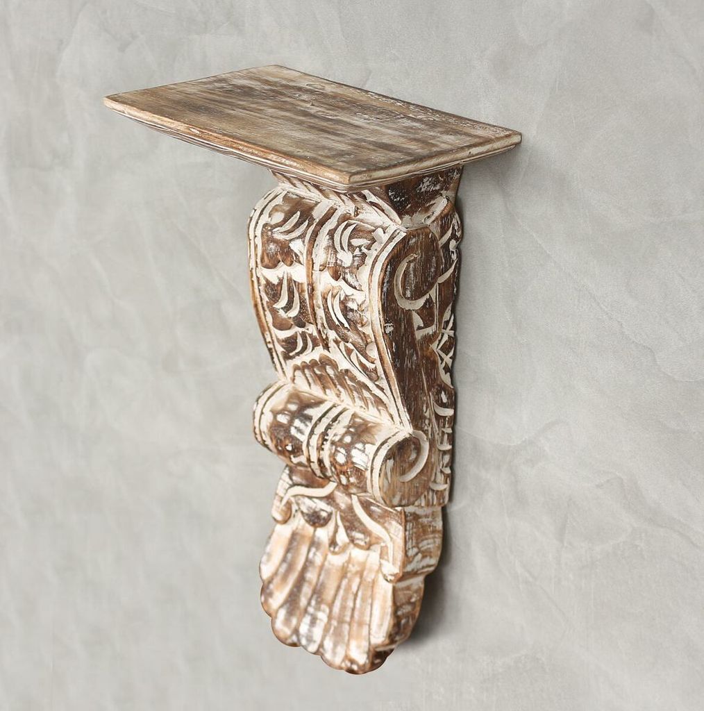 Wandpanel Wandkonsole Wandregal Ablage Hängekonsole Vintage Landhaus Shabby Chic Regal Panel 40 cm Braun