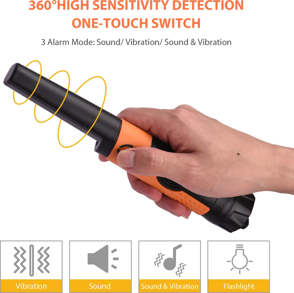 Yuclam Détecteur de Métaux Pinpointer Étanche IP68 avec Pile et Holster