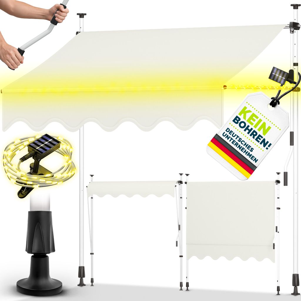 tillvex tenda a morsetto 250 cm beige con LED solare con Immagine del prodotto 