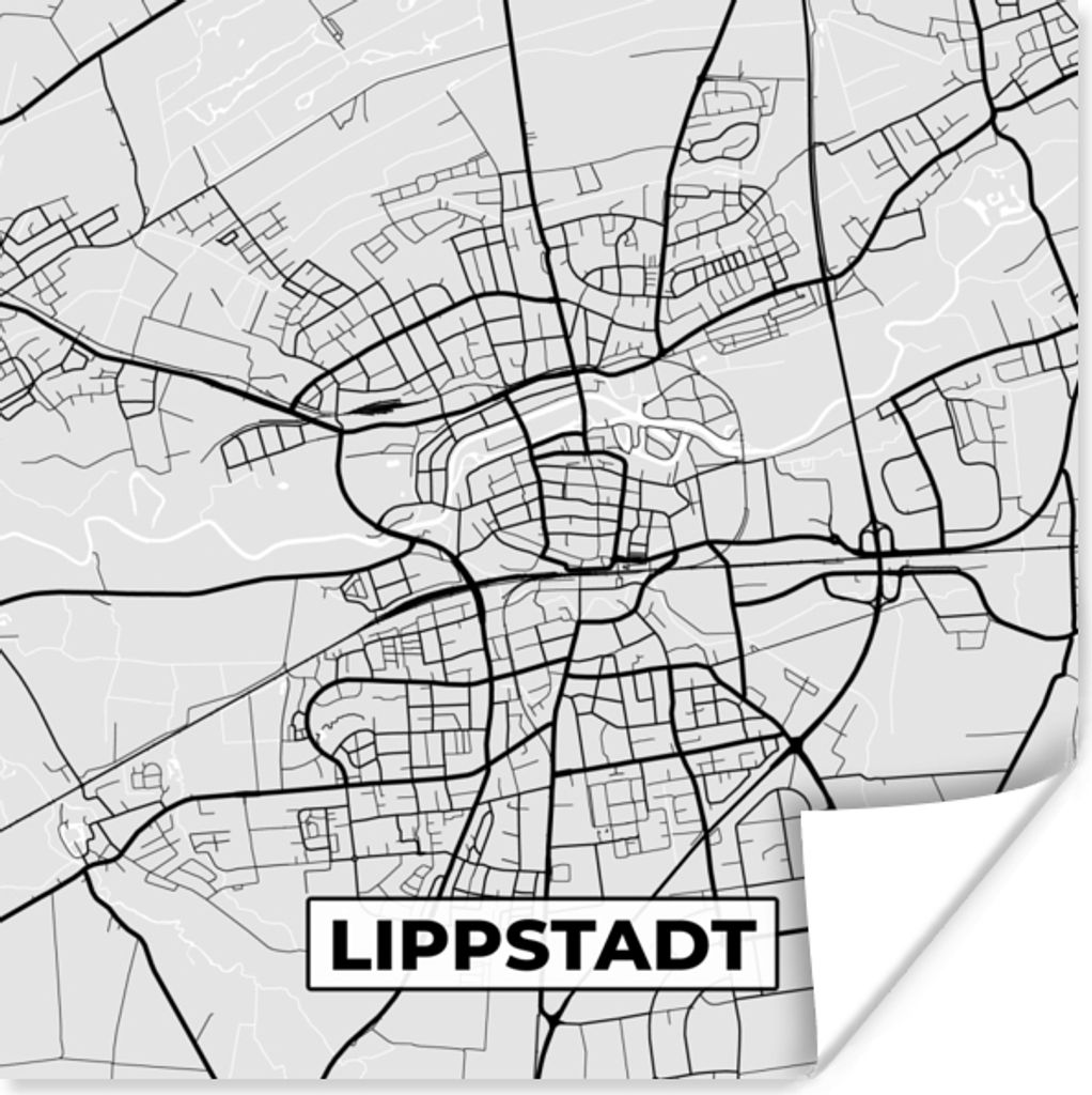 MuchoWow Poster Karte - Lippstadt - Deutschland - Karte 75x75 cm - Wand Dekoration