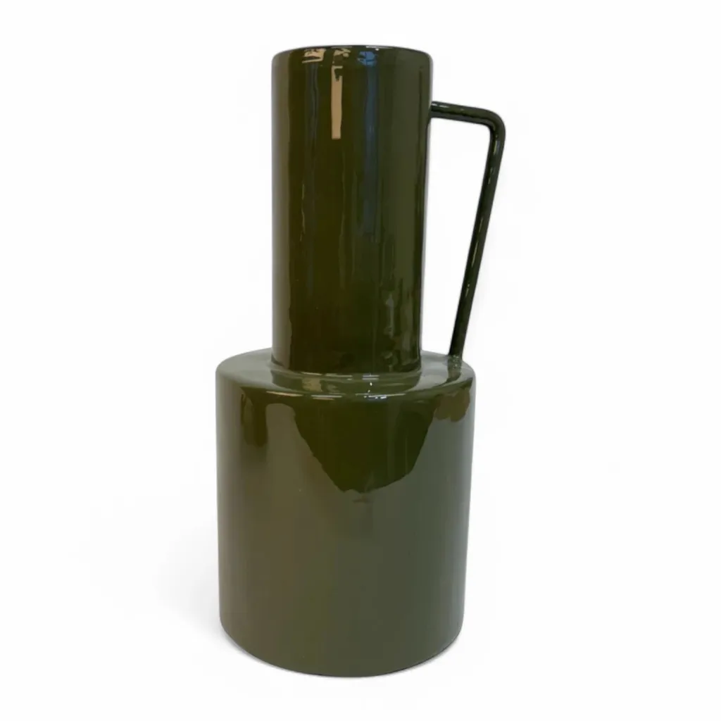Vase en Métal avec Poignée Vert Émeraude - WinQ Lunar 32cm Style Unique
