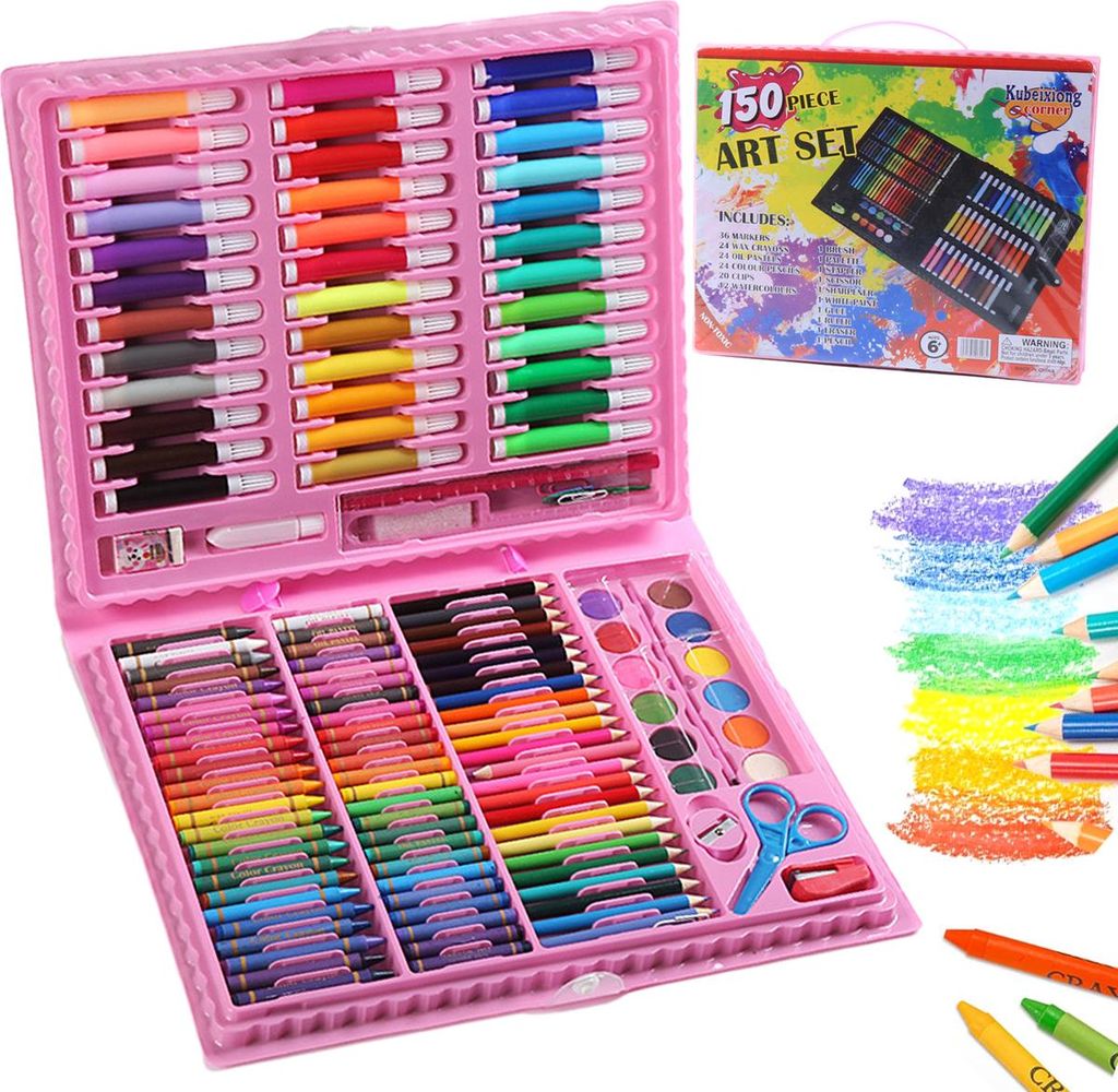 Künstlerbedarf, 150er-Pack Kunstset Zeichensets Malkunst-Kits, Künstlerbedarf für Mädchen, kreative Geschenk-Kunstbox für Kinder, Mädchen, Ju...
