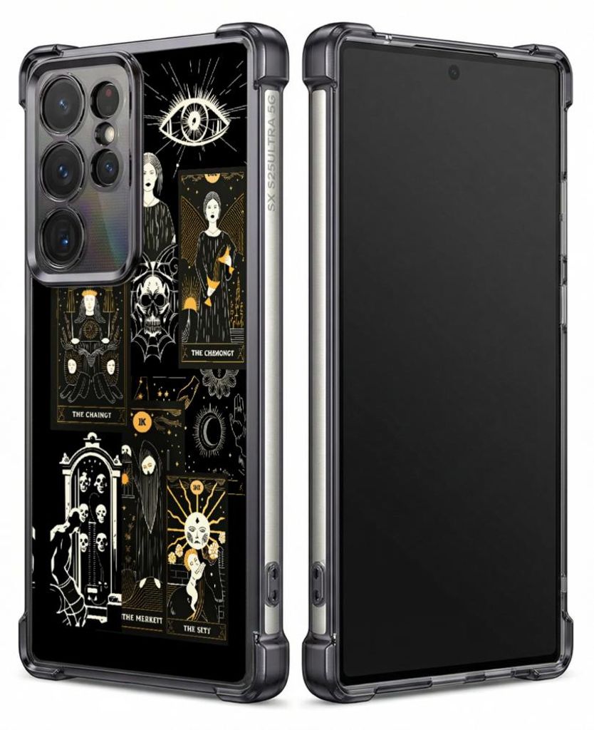 Personalisierte Hülle mit Bild für Samsung Galaxy S22+ Elektroplattiert TPU Stoßdämpfer Handyhülle mit Mystische Tarot-Symbole und Augen