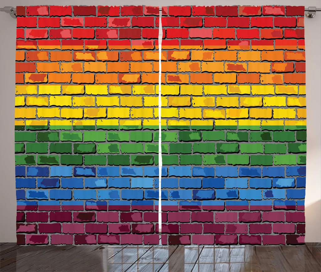 ABAKUHAUS Rideau Rustique Briques Gay Pride, 280x225cm Multicolore