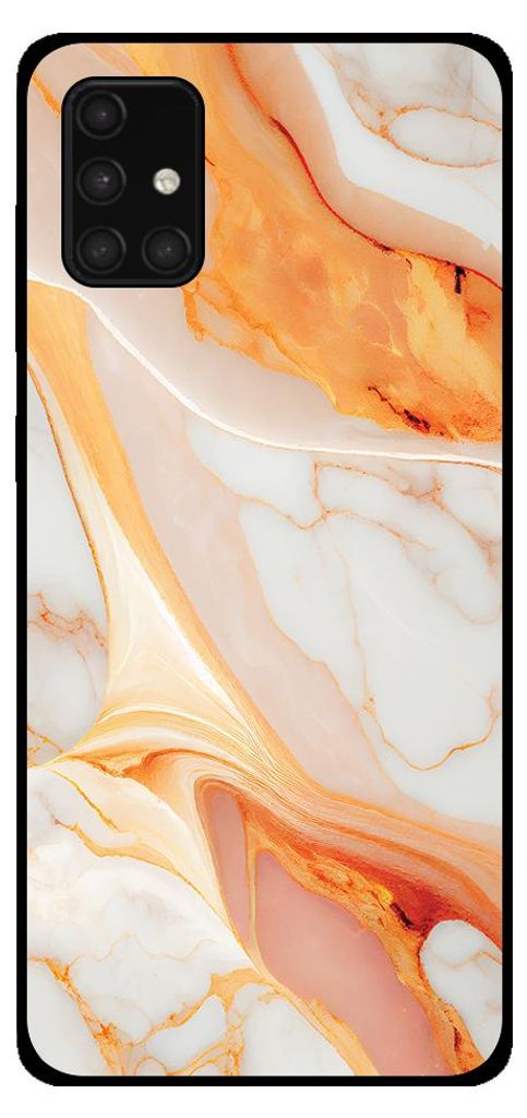 Smartphonica Handytasche für Samsung Galaxy A71 5G mit Marmordruck - TPU-Hülle mit Marmordesign - Orange