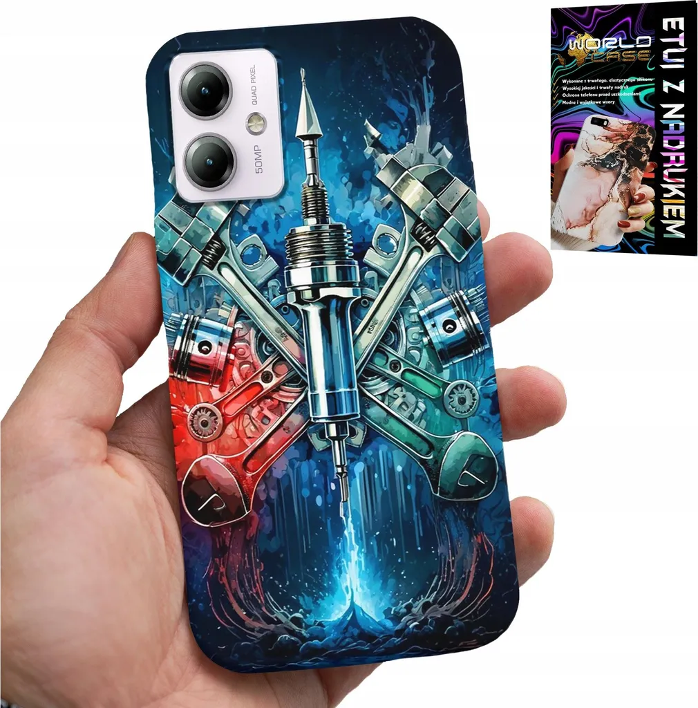 Custodia Motorola Moto G14 Effetto Motore Meccanico + Vetro Temperato
