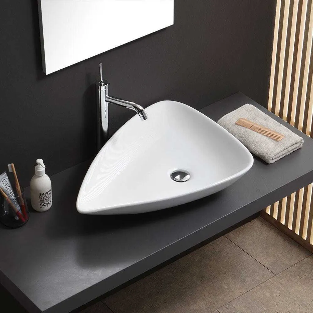 Lavabo da appoggio forma a goccia in Vetroceramica design moderno