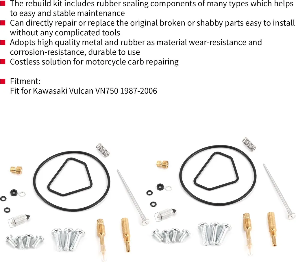 2 set di kit di riparazione del carburatore K-1138KKF Conversione del carburatore adatta per Kawasaki Vulcan VN750 1987-2006