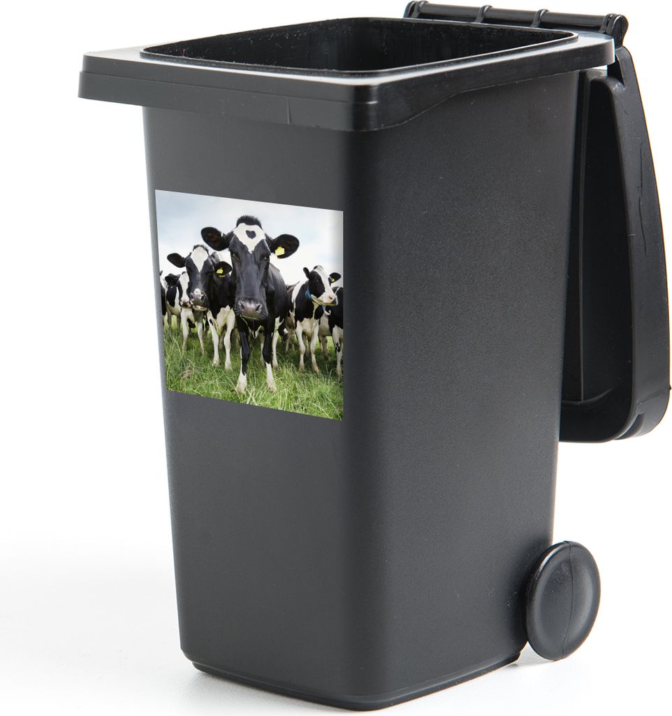 MuchoWow Mülltonnenaufkleber Kühe - Gras - Frühling - Tiere - Wiese - Bauernhof 40x40 cm - Abfall-Aufkleber - Container - für Abfallcontainer