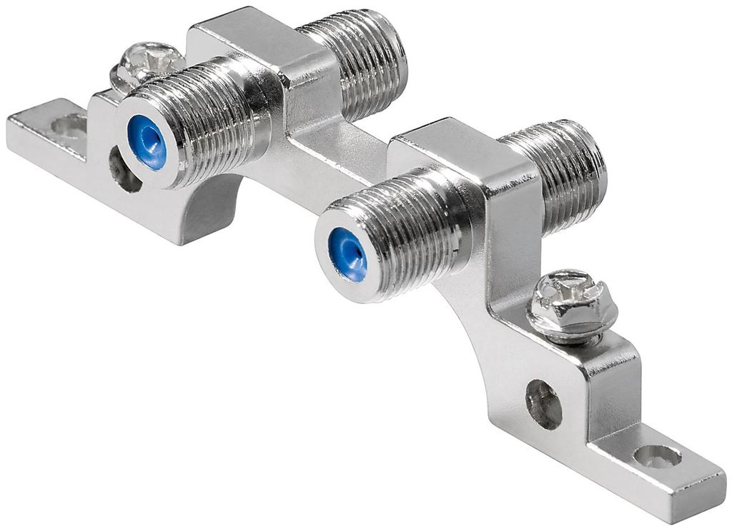 Goobay 11838 2-fach F-Erdungsblock, 2 x out - 2x F-Kupplung > 2x F-Kupplung