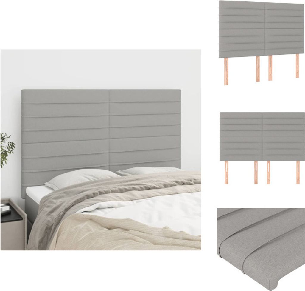 vidaXL Kopfteile 4 Stk. Hellgrau 72x5x78/88 cm Stoff - Kopf- & Fußenden