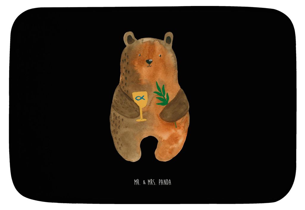 Mr. & Mrs. Panda Badteppich Bär Konfirmation - Schwarz - Geschenk, Badematte, Badvorleger, duschmatte, Badläufer, Evangelisch, Teddy, Kirche, Bad...