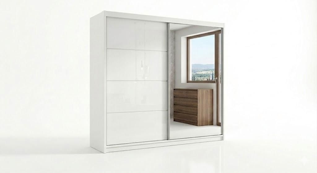 A11 Kleiderschrank mit Schiebetür aus Glas mit Spiegel - Produktbild 