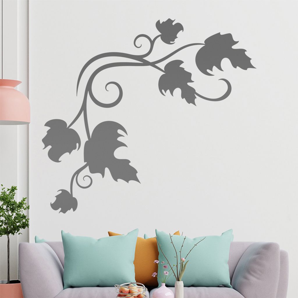 Blätter - Linien Wandtattoo in 6 Größen - Wandaufkleber Wall Sticker - Dekoration, Küche, Wohnzimmer, Schlafzimmer, Badezimmer