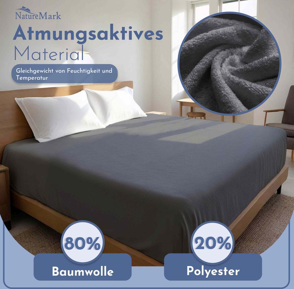 Frottee Spannbettlaken Spannbetttuch, 140x200 cm, Anthrazit Produktbild 4