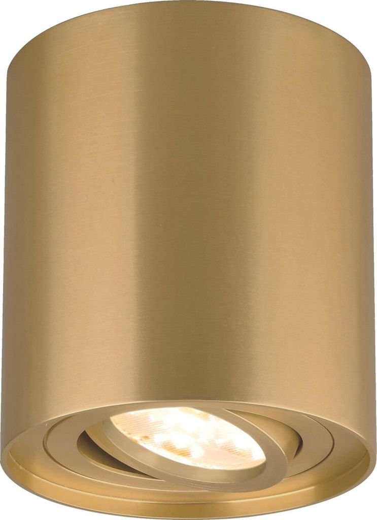 Deckenleuchte GAMA-SS Aufbaustrahler Lampe Aufputz Leuchte 96x96mm Strahler Schwenkbar 45° Rund Gold aus Aluminium mit GU10 Fassung