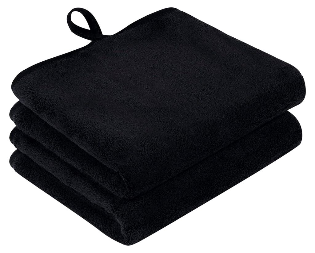 Handtuchset, Gästehandtuch, weiches und saugfähiges Mikrofaser-Handtuch, Hängetuch für Küche und Bad, trockene Handtücher, 30×50 cm Schwarz,...