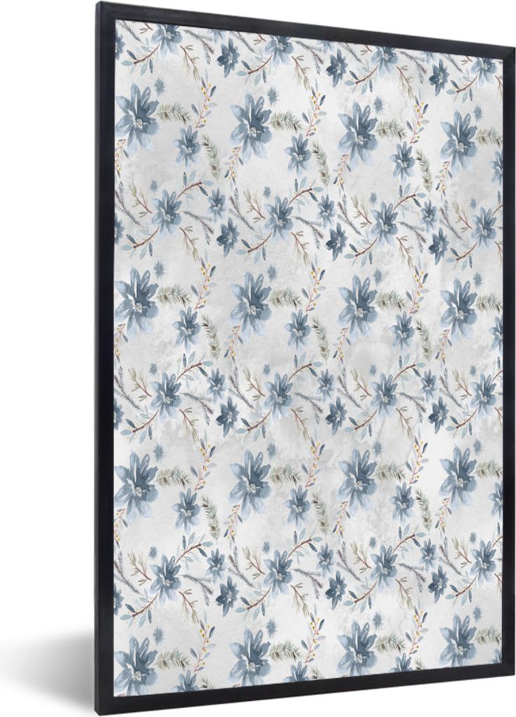 MuchoWow MuchoWow Gerahmtes Poster Blumen - Farben - Pflanzen 60x90 cm - Poster mit zchwarzem Bilderrahmen - Kunst