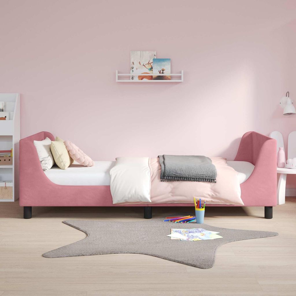 "Winter Sale" Kinderbettgestell mit Kopfteil Rosa 90 x 190cm Samt - clorisNeu624832 - Klassische BettenJugendbett Tagesbett