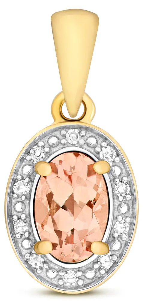 Pendentif Femme Or 375/1000 Diamant et Morganite 15x7mm TRS14385
