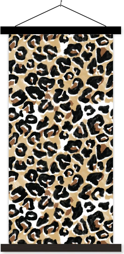 MuchoWow Textilposter Tierdruck - Panther - Braun - Aquarell 40x80 cm mit schwarzem Rahmen - Wandemalerei