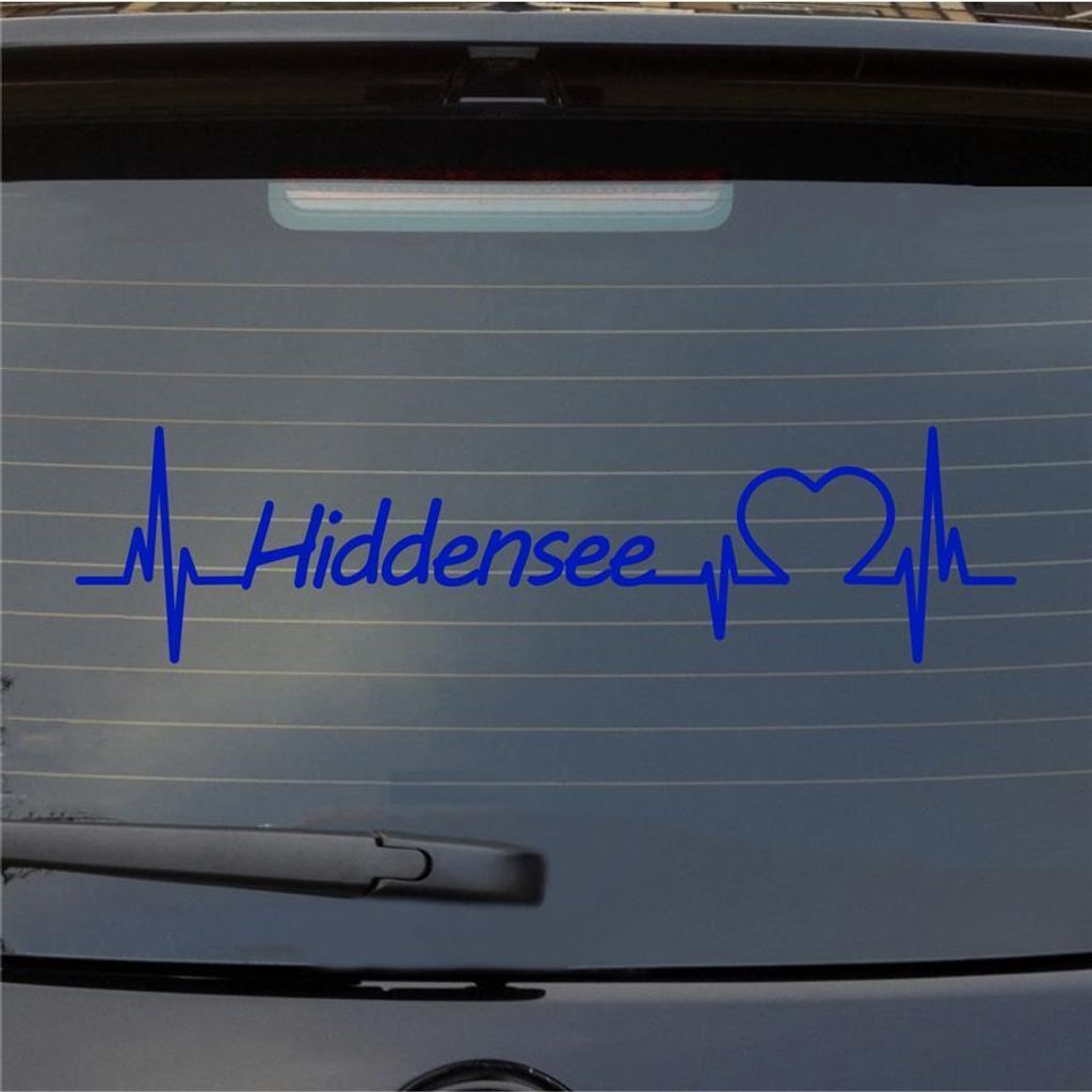 Heckscheibenaufkleber Hiddensee Herzschlag Puls Insel Ostsee Liebe 55x14 cm Dunkelblau Auto Aufkleber Sticker