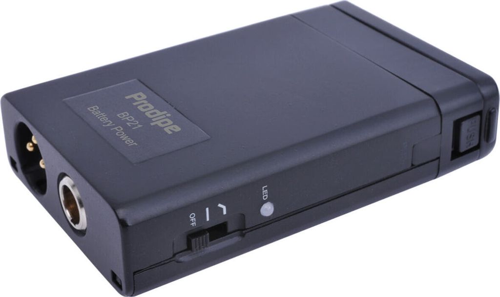 Batteriespeisegerät BP21 für Prodipe Serie 21 Mikrofone, 48V Phantom, Mini-XLR Eingang, XLR Ausgang, Low-Cut Filter, 9V Batterie