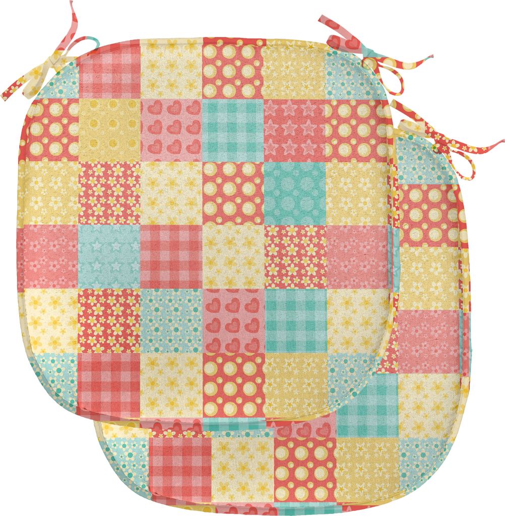 ABAKUHAUS Abstrakt Polster für Esszimmerstühle, Blumen Punkt-Streifen, Dekoratives wasserfestes Kissen mit Riemen für Küchensitze, 40 cm x 40 c...