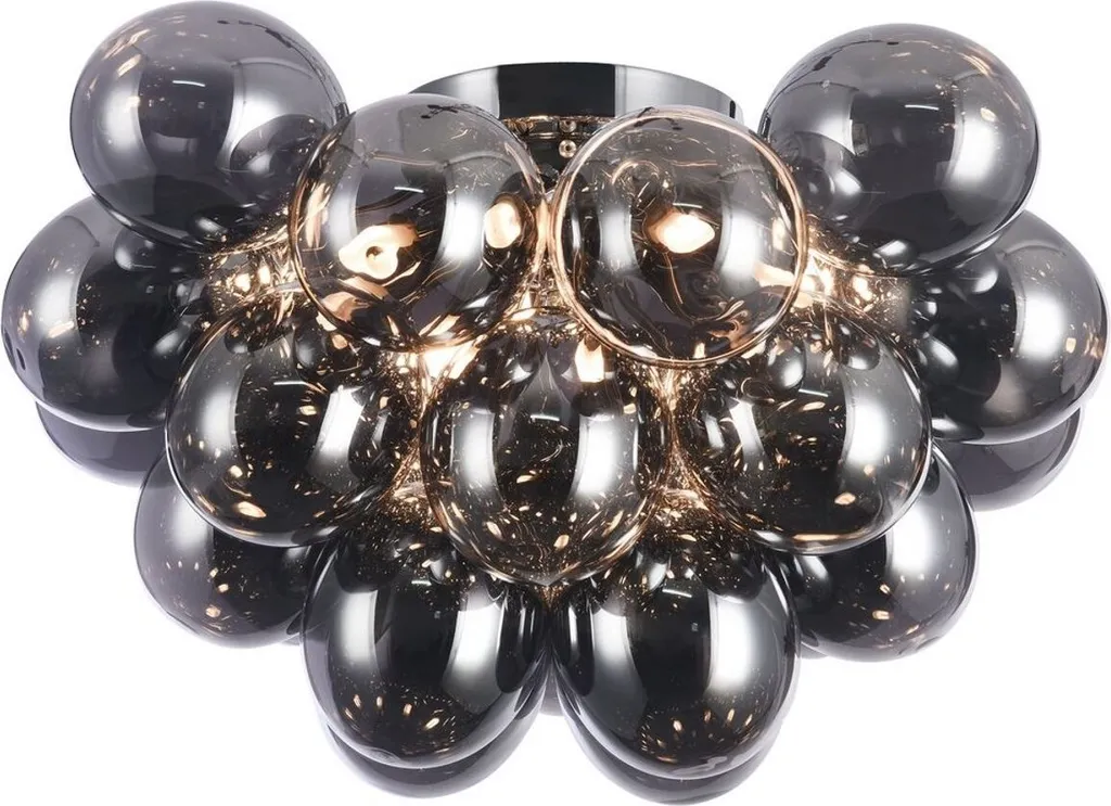 Plafonnier Gris Fumé Casa Padrino Ø 50 cm Design Argenté Chic Moderne