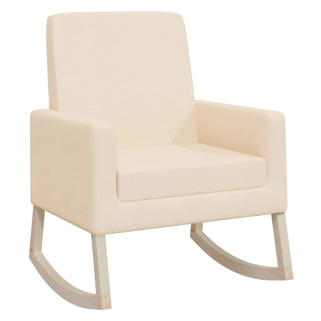 vidaXL Sedia a Dondolo in Tessuto Crema - Poltrona Relax Design Moderno