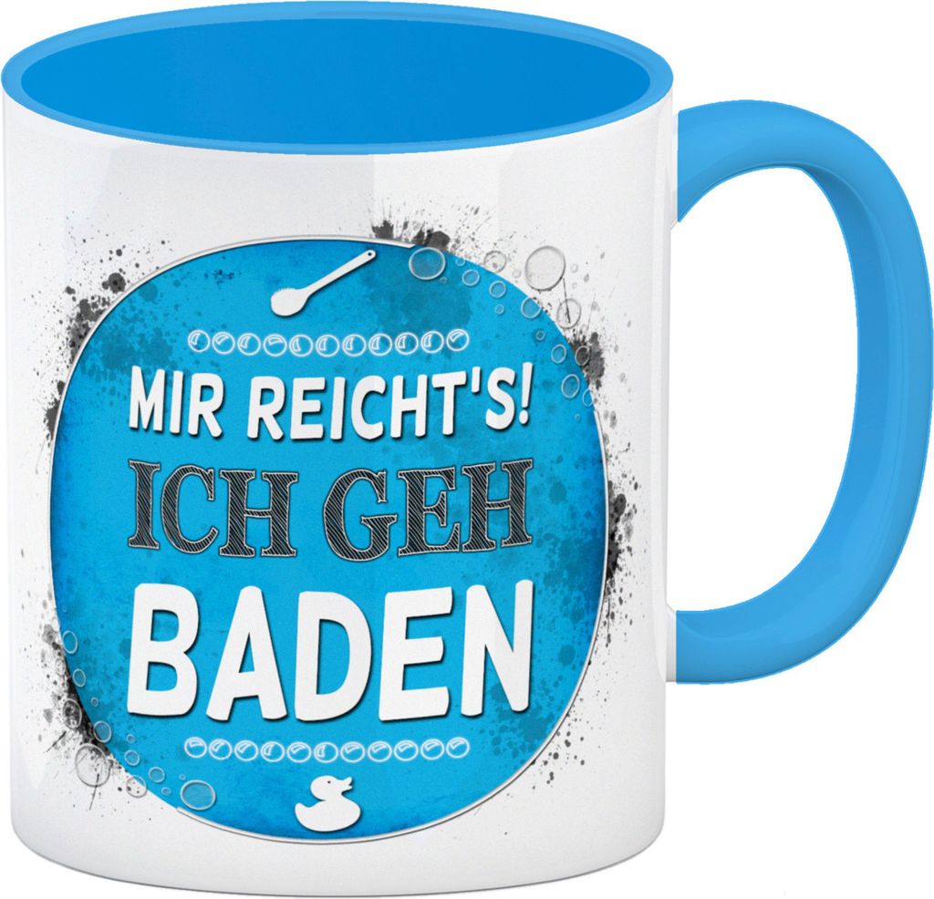 Mir reichts! Ich geh baden Kaffeebecher Henkel und Produktbild 