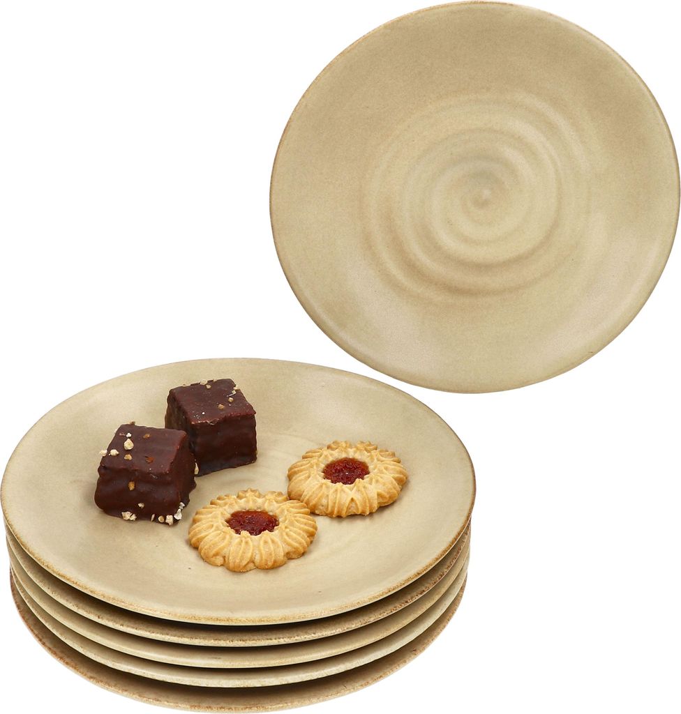 CLAY BEIGE 6er Set Kuchenteller Ø21,5cm Steingut beige Dessertteller