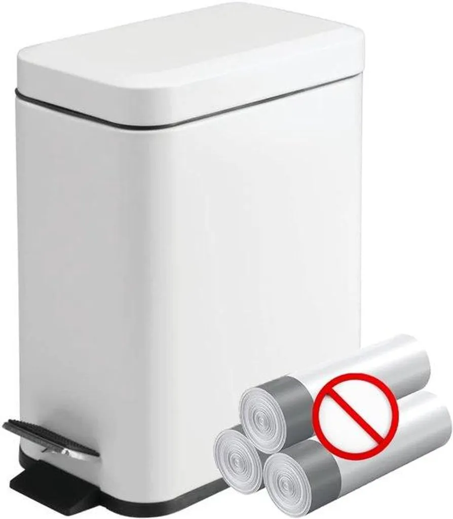 Poubelle fine 5L blanche anti-odeur idéale pour les WC et espaces restreints
