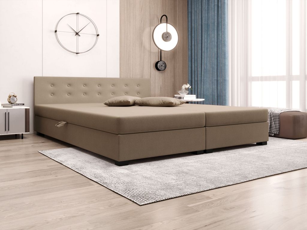 Doppelbett mit Stauraum 140x200 ROSIE 11 - hellbraun