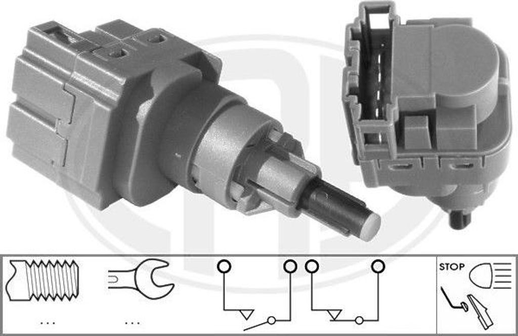 ERA 330544 Bremslichtschalter OE 1C0945511A kompatibel mit A3 8L, TT, Galaxy, Alhambra, Cordoba, Inca, Leon, Toledo, Octavia, Bora, Caddy, Golf IV,...