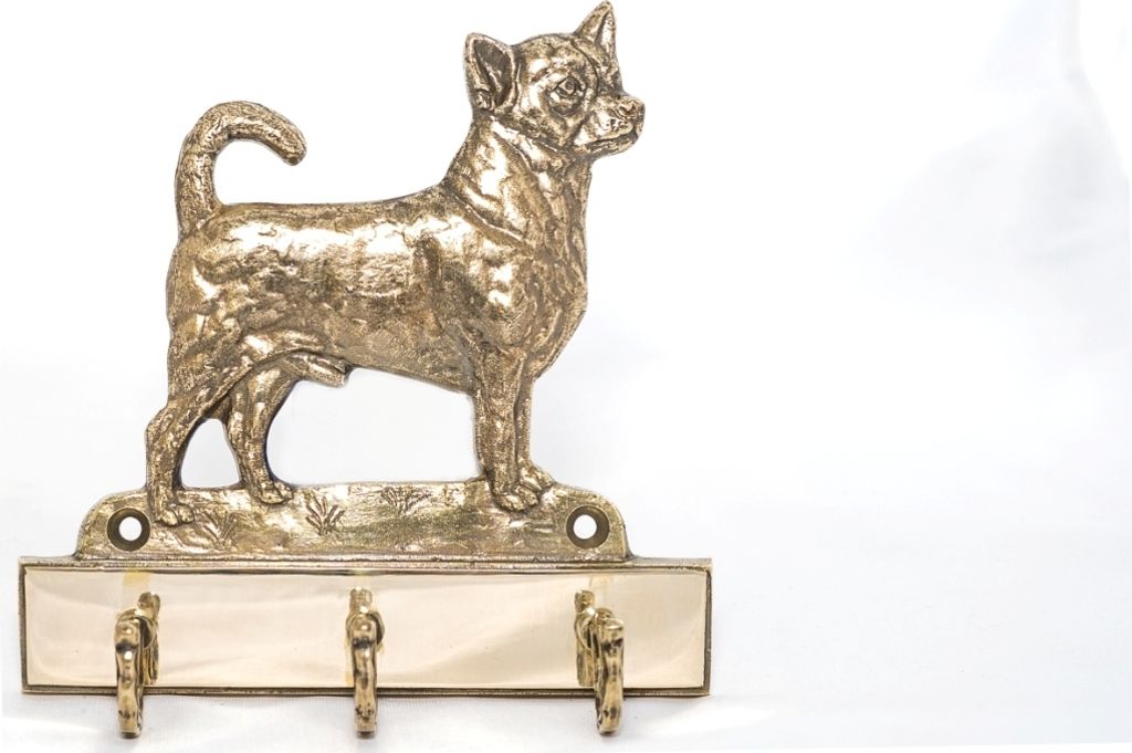 Chihuahua Kurzhaar - Schlüsselhalter mit Hund, Messinggriff für Hundezubehör, elegante Dekoration für den Flur der Marke Art-Dog