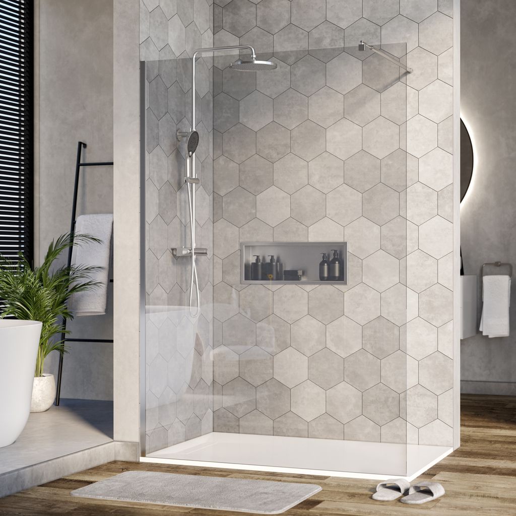 Duschabtrennung Walk-In Nano Echtglas EX101 - Klarglas - 10 Produktbild 
