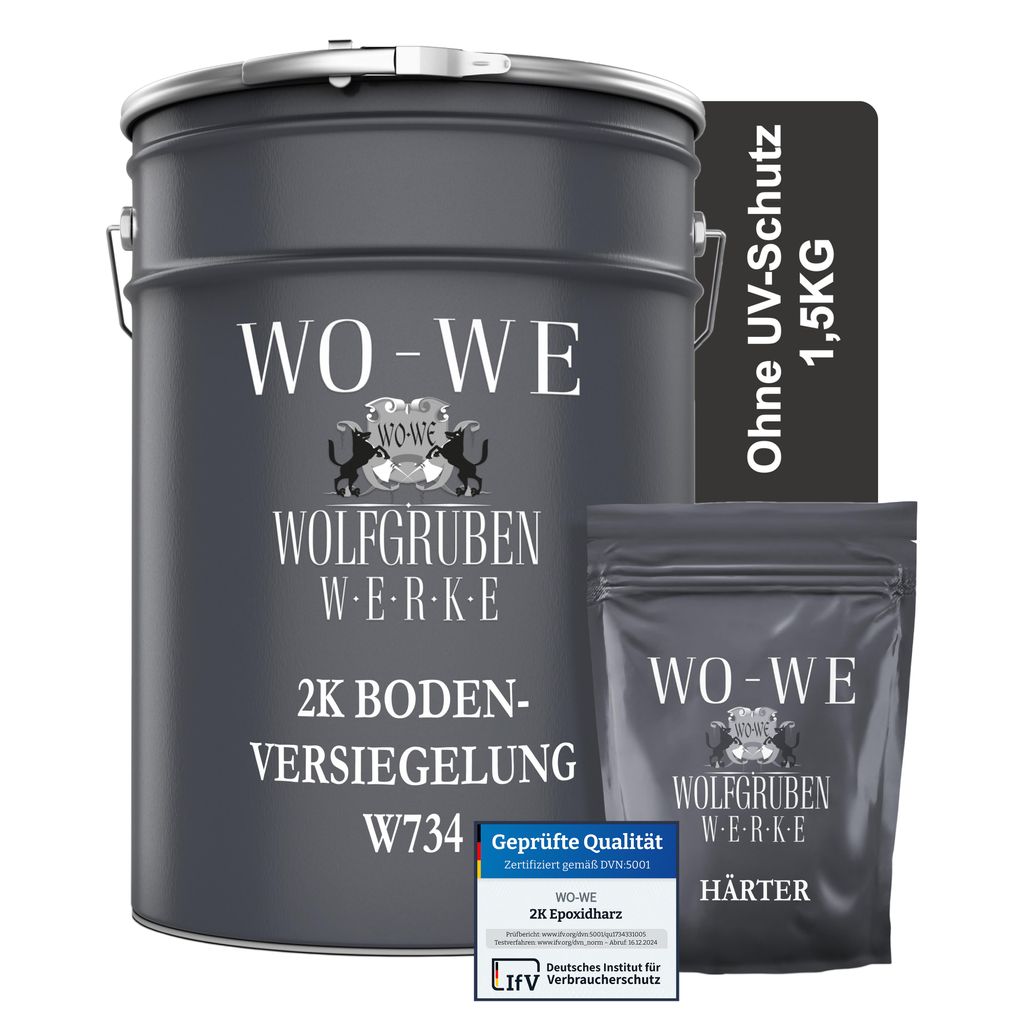 2K Epoxidharz Bodenversiegelung Bodenbeschichtung W734 Klar/Farblos - 1,5Kg