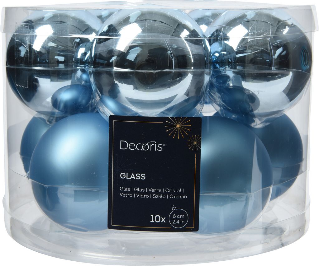 Weihnachtskugeln Glas 6cm x 10 Stück - Eisblau Produktbild 1