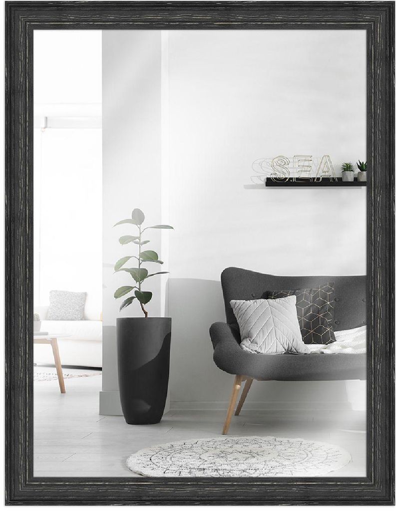 MendeFrames H470 Wandspiegel Landhaus schwarz 45x60 cm