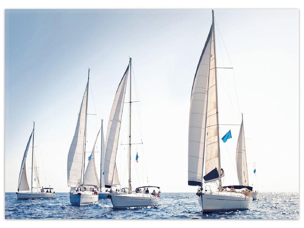 Wallario Premium Teppich, Größe 50 x 70 cm, Segelschiff auf dem Meer