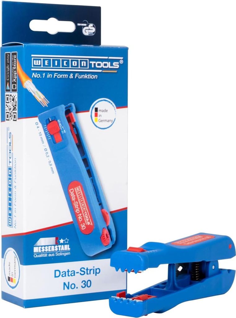 Data-Strip Nr. 30 Mikro-Abisolierer - Netzwerkkabel - 125mm - Blau/Rot